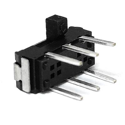 China DPDT Vertical Small Side Button 6pin 2position On Off Slide Switch for sale