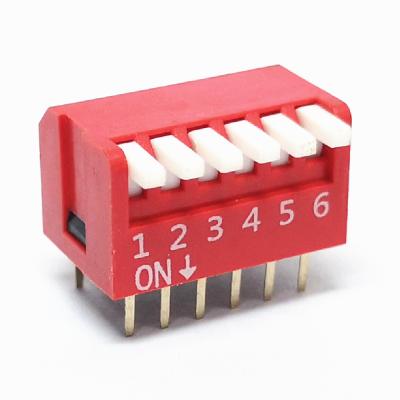 China Vertical Slide Action Rod 12 Pin 6 Ways Piano Dip Switch Factory GYDPA(L)-06 Long (GY) for sale