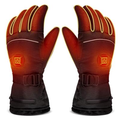 China Wholesale Simple Winter Battery Heat Leather Gloves Dry Cell Box Outdoor Waterproof Sport Wear Ski Gloves Heated Gloves for sale