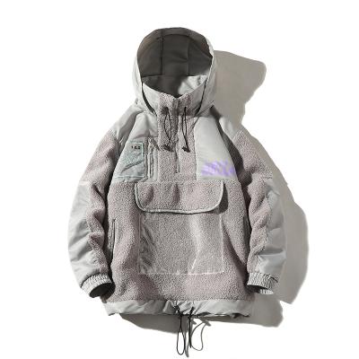 China Wholesale custom fashion veste breathable plus size men's patchwork half zip pullover anorak fleece hoody jacket for sale