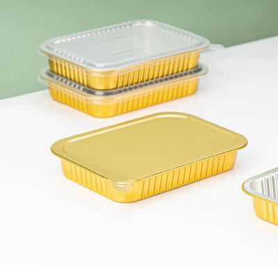 China Take Out Lunch Box Made Simple with Disposable Aluminum Foil Loaf Pan and Plastic Lid for sale