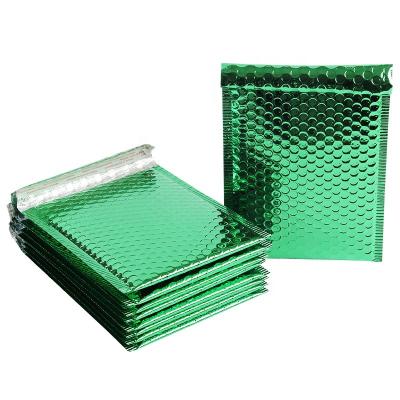 China Waterproof And Tearproof Bubble Mailing Bag 18*23CM Metallic Green Colored Padded Envelopes With Custom Design for sale