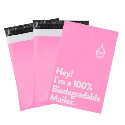 China d2w Strong Adhesive Biodegradable Poly Mailer Bags Pink Plastic Polymailers Packaging Bag 10x13 for sale