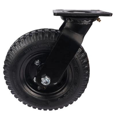 China 8 Inch Pneumatic Steel Pneumatic Rubber Wheels Hotel Equipment Caster Heavy Duty Wheels for sale