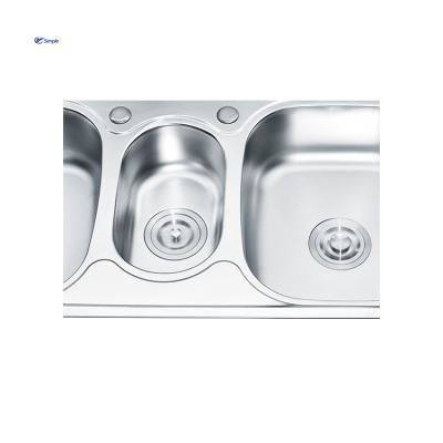 China Without Faucet Factory Direct Sale Three-Dish Sink With Favorable Price Rustproof Kitchen Sink for sale