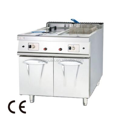 China Hotels Gas Basket 2 And 2 Deep Fryer Tanks With Cabinet for sale