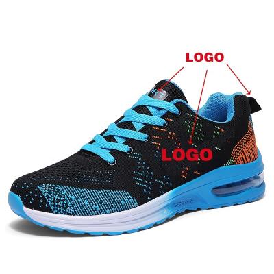 China Cushioning 2022 Wholesale Custom Brand Mens Sneaker Black And White Women Air Cushion Running For Men Sport Running Shoes With Knit Upper for sale