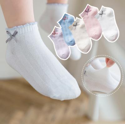 China Breathable Summer Children Thin Combed Cotton Socks Bow Children's Mesh Socks for sale