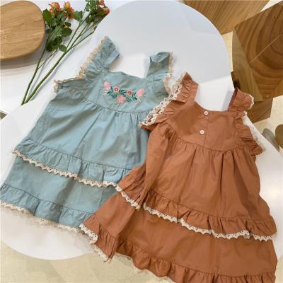 China 2021 Breathable Fashionable Summer Dress Girls Dresses With Embroidered Sleeveless for sale