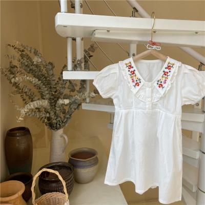 China 2021 New Arrivals Summer Dresses Small Breathable White Collar Embroidered Square Dress for sale