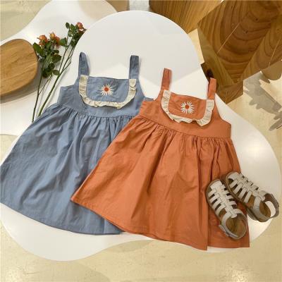 China 2021 New Style Korean Children's Breathable Cotton Embroidered Suspender Dress for sale