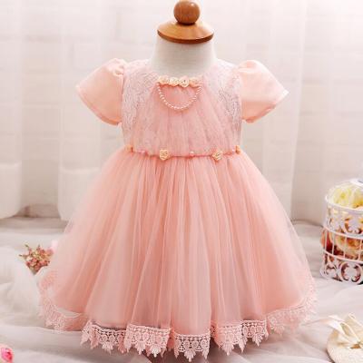 China Breathable Wholesale Girl Party Wear Dress Lace Edge Baby Baptism Dress for sale