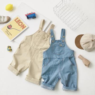 China Color Fade Proof Wholesale Korean style baby denim jumpsuits fall use cotton jumpsuits with pocket for sale