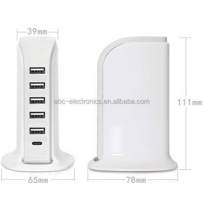 China Palladium 20w+20w (40W 6-Port USB Wall Charging 3.0 Wall Charger Total 40w 6 Fast Charger Desktop Charging Station Palladium TYPE-C Fast Charger For iPhone/PRO for sale