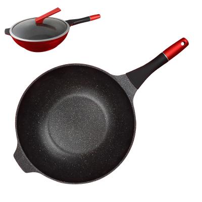 China Sustainable Aluminum Wok Pan Die Casting Wok Chinese Frying Pan Ok For Cooker And Induction Gas Stove for sale