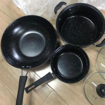 China Sustainable Black Cardboard Steel Cookware Sets for sale