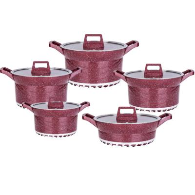 China 10 Piece Cookware Set Non-Stick Aluminum Pot Pan Sustainable Ok For Gas Stove Only With Power Saving for sale