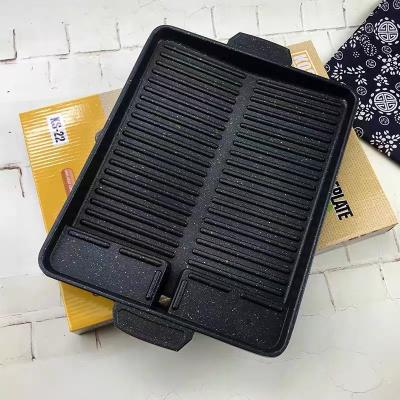 China Minimalist Amazon Portable Square Dish Non-Stick BBQ Grill Pan Used On Outdoor Buton Gas Stove Charcoal for sale