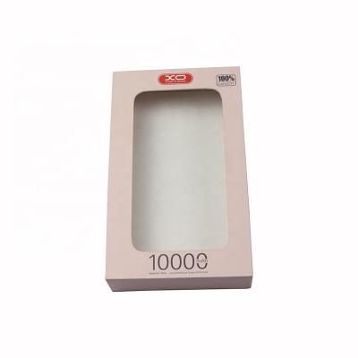 China Recycled materials custom logo printed cheap powerbank sliding drawer packaging box with clear window for sale