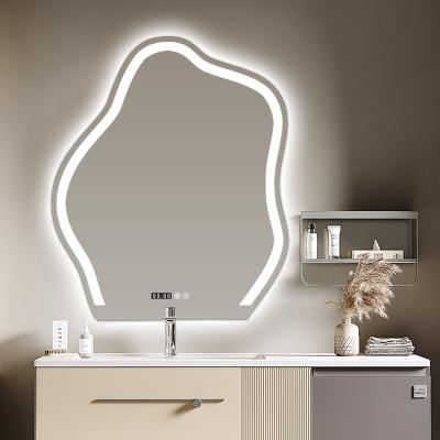 China Water Proof Drogging Cloud Resistant Moisture Proof Shape Frontal Transmittance Frameless Led Touch Screen Mirror Wall Mounted Anti-fog Smart Led Bathroom Mirror for sale