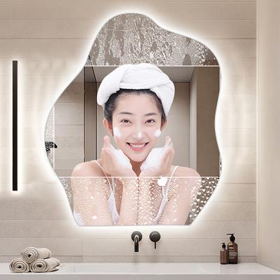 China Water Proof Drogging Cloud Shape Moisture-Proof Wall Mounted Touch Screen Vanity Mirror Smart Wall Mounted Frameless Led Lighted Mirror Anti-fog for sale