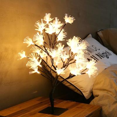 China Home Branch Decoration Light 36 LED Battery Powered Warm White Christmas Led Flower Tree Optic Fiber Light for sale