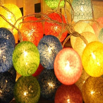 China Handmade Durable Cotton String Ball Mini LED Garland Light Ball For Indoor Christmas String Lights Led Light Ball for sale