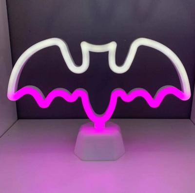 China Bat Shape Creative Bat Design Kid's Room Decoration Night Light Plastic Marquee Led Table Decoration Light for sale