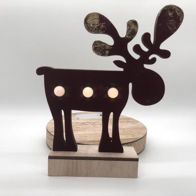 China New Style Indoor Or Outdoor Wooden Christmas Ornament Wooden Deer Decoration Christmas Craft For Christmas Decoration MDF Light for sale