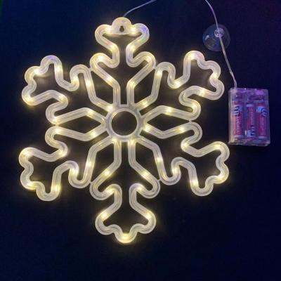 China Decorative Led Snowflake Lights Wall Hanging Snowflake Copper Wire Led Christmas Decorative Light Battery Operated Light for sale