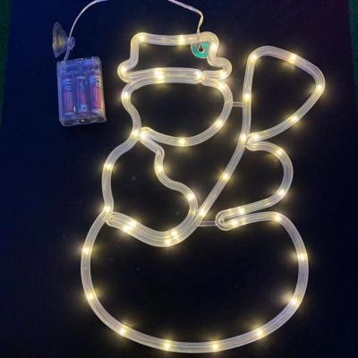 China Decorative Snowman Shape Led Hanging Lights Snowman Shape Copper Wire Led Hanging Window Light Battery Operated Light for sale