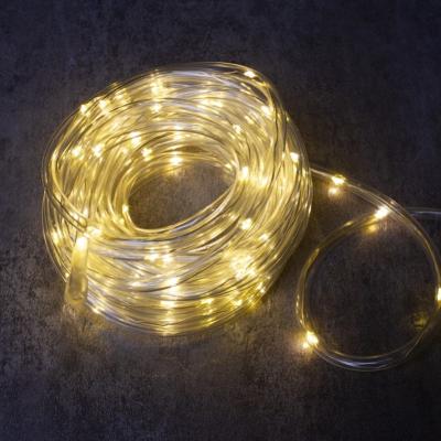 China Garden 10m IP44 White Color LED Rope Light With Solar Panel Outdoor Decoration Light for sale