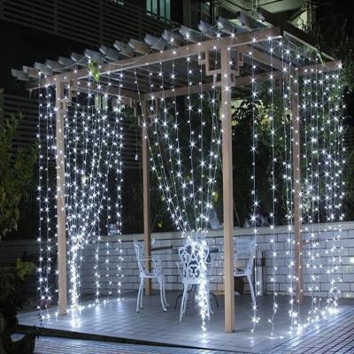 China 300 8 Modes Holiday Led Fairy Lights Window Curtain Light 3x3m Christmas Curtain Window String Lights For Bedroom Decorations for sale