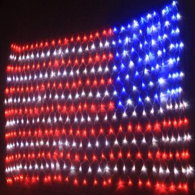 China Outdoor Net Lights American Flag Net Lights 390 LED 2*1m LED Net String Lights USA Large Flag Mesh Lights for sale