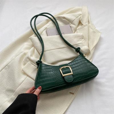 China Wholesale Luxury Vegan Women's Shoulder Bags PU Crocodile Bag Crocodile Pattern Shoulder Bag Armpit Handbags Luxury Vegan Handbags for sale