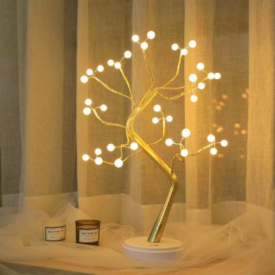 China Idyllic Copper Wiring Tree Table Lights, DIY Artificial Christmas Tree Light Decoration for Home Gift Wedding Festival Holiday for sale