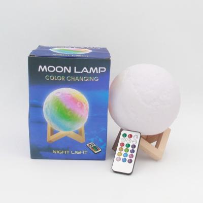 China Factory Direct Sale 16 Colors Desktop 3d Dimmable With USB Tap Control Print Mini Full Moon Shaped Night Light Lampara Luna Led Lamp for sale