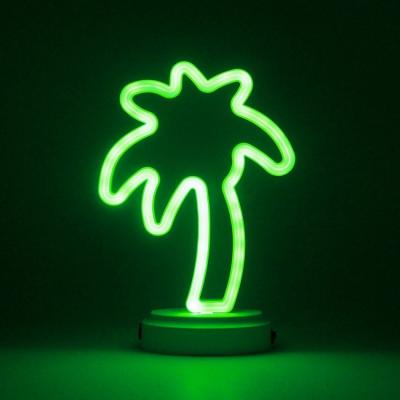 China Nordic Pattern Light Battery USB 3D Desktop Neon Lamp Artificial Tree Led Luz Led Navidad Rbol Coconut Neon Lamp for sale