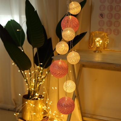 China Decorative Cotton Ball Twine Takraw Light Garden Led Decoration Cotton Ball Twine Lightfor Wedding for sale