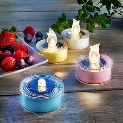 China 2020 New Product Garden Led Solar Tea Light Waterproof Decorative Solar Candles Light For Wedding Party for sale