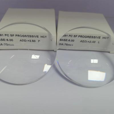 China Cheap High Quality 1.59 PC Single Vision Progressive HC / HCT Semi Full Tinting Lenses for sale