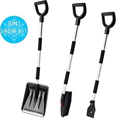 China ABS+stainless Hot Steel Amazon Three-in-One Universal Vehicle Winter Snow Shovel Set Ice Scraping Snow Shoveling Three Piece Snow Brush Set for sale