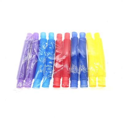 China Toy Color Stretch Tube Fun Telescopic Sensory Telescopic Tube Kids Stretch Safety Sensory Bellows Exhale Toy Pop Tubes for sale