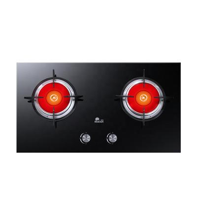 China Household Redsun Infrared gas stove 2 burner Build-in gas stove Tempered Glass Protection device  safety Gas Hob for sale