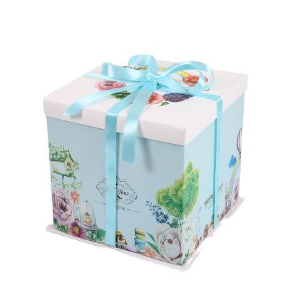 China Hot Selling Custom Recycled Materials Three In One Tall Square Cardboard Paper Cake Box Packaging Box for sale