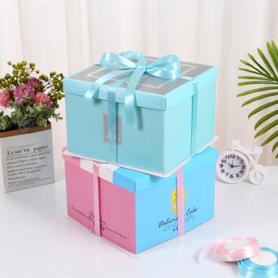 China Recyclable High Quality Wholesale Custom Printed Portable Double Square Paper Birthday Cake Box for sale