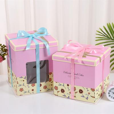 China Cheap Recyclable Factory Price 8 Inch Logo Tall Cake Boxes Custom Made With Window And Handle for sale