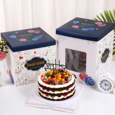 China Wholesale Custom Recycled Materials Hot Sale Double Layer Birthday Cake Paper Box With Window for sale