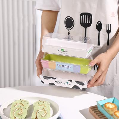 China Wholesale Disposable Plastic Square Paper Box With Transparent Lid For Cake for sale