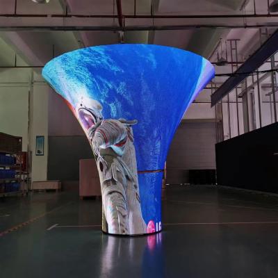 China Indoor Digital Creative Special Shaped Creative Special Shaped Video Wall RGB Smd Indoor Column Soft Curved Visual Wall RGB Smd Flexible Cylinder Led Display Screen for sale